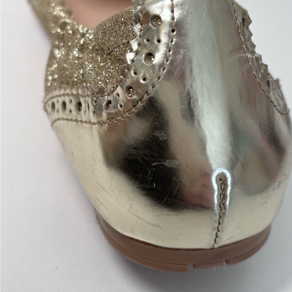 PRADA Round Toe Gold Glitter Metallic Oxford Slip On Ballerina Flats Size 39 EU - Picture 14 of 15